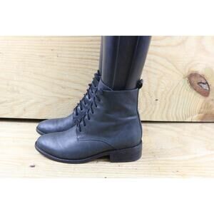 Eileen Fisher Boots 8 Black Leather Bravo Combat Lace Up Ankle Shoes